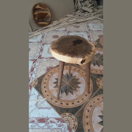 صندل چوبی سه پایه روستیک خزرچوب